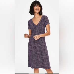 Boden Penelope Print Cotton Blend Stretch Jersey Pleated Mini Dress 8 Zinnia